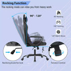 Chaise de jeu FDW Gaming Chaise de bureau massante confortable et élégante avec soutien lombaire réglable, pivotante à 360 degrés et roulettes silencieuses
