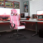Chaise de jeu FDW Gaming Chaise de bureau massante confortable et élégante avec soutien lombaire réglable, pivotante à 360 degrés et roulettes silencieuses