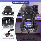 Chaise de jeu FDW Gaming Chaise de bureau massante confortable et élégante avec soutien lombaire réglable, pivotante à 360 degrés et roulettes silencieuses