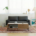 Tree City- 70 Faux Leather Loveseat Sofa, Mid-Century Modern 3-Seater Couch for Small Spaces, Apartment Living Room