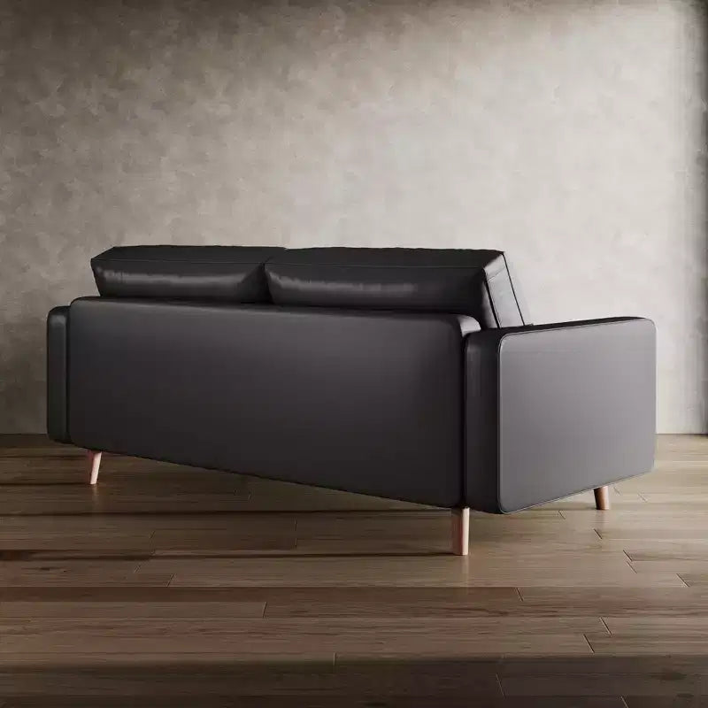 Tree City- 70 Faux Leather Loveseat Sofa, Mid-Century Modern 3-Seater Couch for Small Spaces, Apartment Living Room