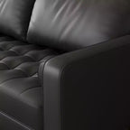Tree City- 70 Faux Leather Loveseat Sofa, Mid-Century Modern 3-Seater Couch for Small Spaces, Apartment Living Room