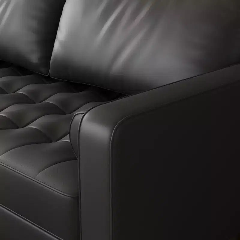 Tree City- 70 Faux Leather Loveseat Sofa, Mid-Century Modern 3-Seater Couch for Small Spaces, Apartment Living Room