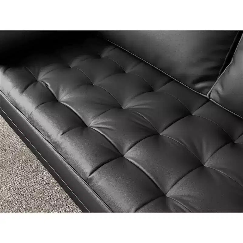Tree City- 70 Faux Leather Loveseat Sofa, Mid-Century Modern 3-Seater Couch for Small Spaces, Apartment Living Room