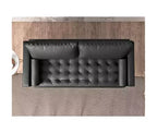 Tree City- 70 Faux Leather Loveseat Sofa, Mid-Century Modern 3-Seater Couch for Small Spaces, Apartment Living Room