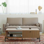 Tree City- 70 Faux Leather Loveseat Sofa, Mid-Century Modern 3-Seater Couch for Small Spaces, Apartment Living Room