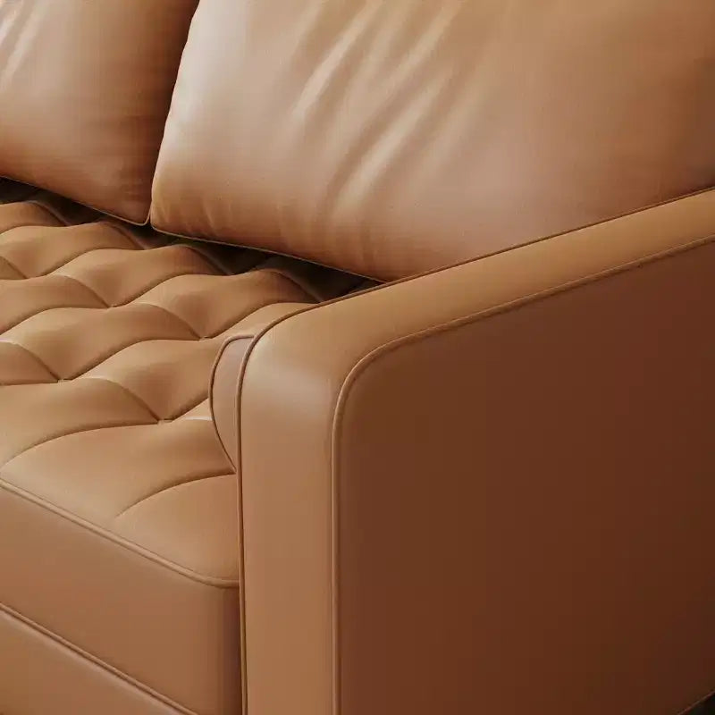 Tree City- 70 Faux Leather Loveseat Sofa, Mid-Century Modern 3-Seater Couch for Small Spaces, Apartment Living Room