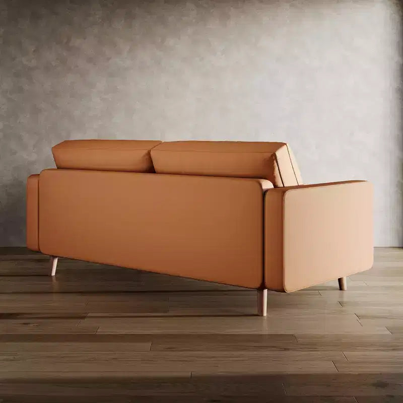Tree City- 70 Faux Leather Loveseat Sofa, Mid-Century Modern 3-Seater Couch for Small Spaces, Apartment Living Room