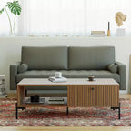 Tree City- 70 Faux Leather Loveseat Sofa, Mid-Century Modern 3-Seater Couch for Small Spaces, Apartment Living Room