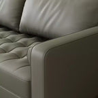Tree City- 70 Faux Leather Loveseat Sofa, Mid-Century Modern 3-Seater Couch for Small Spaces, Apartment Living Room