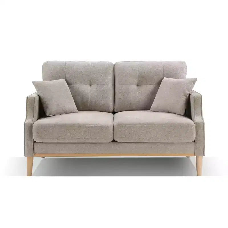 Canapé deux places GDFStudio Camain 56.7 avec boutons touffetés, étanche et pieds en bois