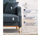 Canapé deux places GDFStudio Camain 56.7 avec boutons touffetés, étanche et pieds en bois