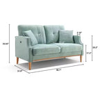 Canapé deux places GDFStudio Camain 56.7 avec boutons touffetés, étanche et pieds en bois