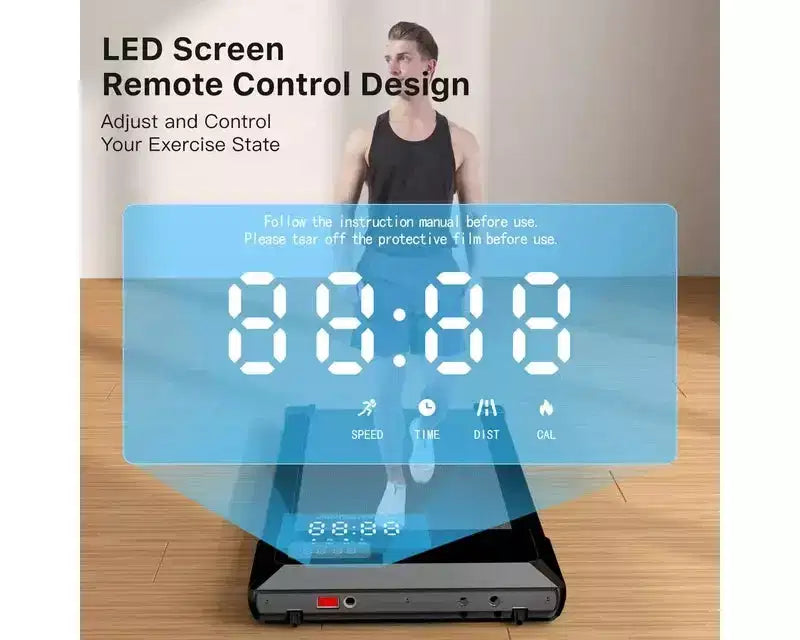 Tapis de Marche DeerRun 2 en 1 sous le Bureau, Tapis Roulant Silencieux de 2,5 CV pour la Course et le Jogging avec Télécommande pour la Maison et le Bureau