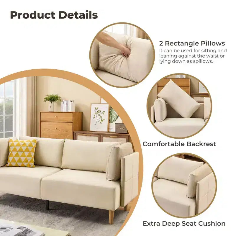 76 Sofa Couch, Comfy Upholstered Loveseat with Extra Deep Seats