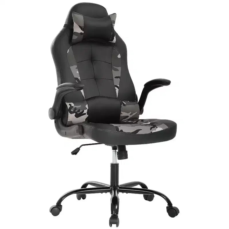 BestMassage Gaming Chair Office Chair Computer Desk Chair with Lumbar Support and Adjustable Headrest and PU Leather Gamer Chair for Adults