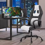 BestMassage Chaise de jeu Chaise de bureau avec soutien lombaire Hauteur réglable Cuir PU Chaise de direction pour femmes, hommes et adultes