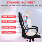 BestMassage Chaise de jeu Chaise de bureau avec soutien lombaire Hauteur réglable Cuir PU Chaise de direction pour femmes, hommes et adultes