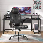 Chaise de jeu BestMassage, chaise de bureau avec support lombaire, revêtement en similicuir et base pivotante à roulettes pour le jeu sur PC et l'utilisation exécutive