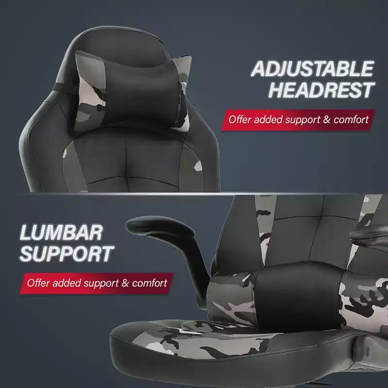 Chaise de jeu BestMassage, chaise de bureau avec support lombaire, revêtement en similicuir et base pivotante à roulettes pour le jeu sur PC et l'utilisation exécutive