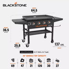 Plancha Blackstone 36 po Omnivore au propane, 4 brûleurs, barbecue d'extérieur, acier thermolaqué, surface de cuisson de 768 po², noir
