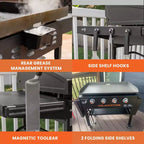 Plancha Blackstone 36 po Omnivore au propane, 4 brûleurs, barbecue d'extérieur, acier thermolaqué, surface de cuisson de 768 po², noir