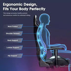 Douxlife Modern 7-Point Massage Ergonomic Gaming Chair with Footrest & Adjustable Armrests Black