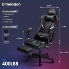 Douxlife Modern 7-Point Massage Ergonomic Gaming Chair with Footrest & Adjustable Armrests Black
