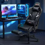 Douxlife Modern 7-Point Massage Ergonomic Gaming Chair with Footrest & Adjustable Armrests Black