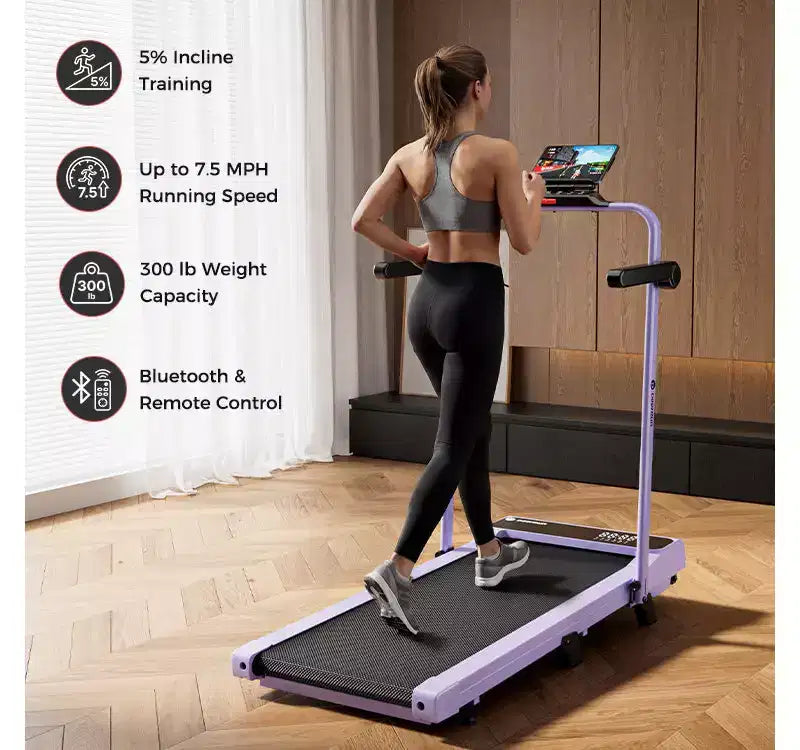 Tapis de course cardiotraining DeerRun A6 Plus, inclinaison de 5 %, vitesse réglable jusqu'à 12 km/h, 136 kg