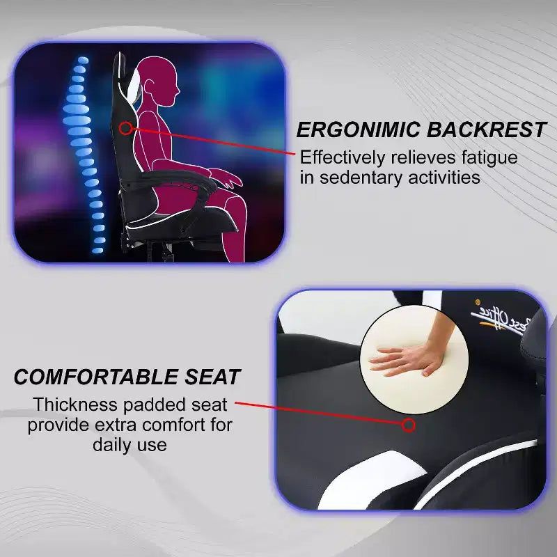 FDW Gaming Chair Racing Desk Chair with Footrest Lumbar Support Headrest Armrest Task Rolling Swivel Adjustable PC Gamer Chair