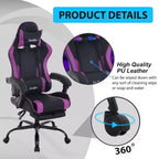 FDW Gaming Chair Racing Desk Chair with Footrest Lumbar Support Headrest Armrest Task Rolling Swivel Adjustable PC Gamer Chair