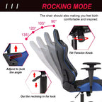 Chaise de jeu BestMassage, chaise de bureau avec support lombaire, appui-tête, accoudoirs et roulettes pivotantes pour joueurs de PC
