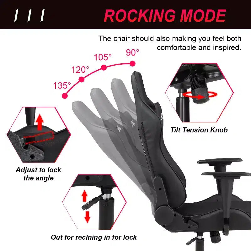 Chaise de jeu BestMassage, chaise de bureau avec support lombaire, appui-tête, accoudoirs et roulettes pivotantes pour joueurs de PC