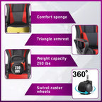 Chaise de bureau de jeu BestMassage Chaise de bureau Chaise d'ordinateur avec accoudoirs Support lombaire pivotant à 360° Chaise de direction pour adultes