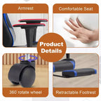 BestMassage Fauteuil de bureau gamer Racing avec fonction massage, soutien lombaire, en cuir PU pour adulte