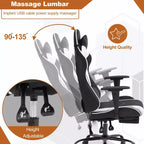 BestMassage Fauteuil de bureau gamer Racing avec fonction massage, soutien lombaire, en cuir PU pour adulte