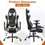 BestMassage Fauteuil de bureau gamer Racing avec fonction massage, soutien lombaire, en cuir PU pour adulte