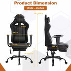 BestMassage Fauteuil de bureau gamer Racing avec fonction massage, soutien lombaire, en cuir PU pour adulte