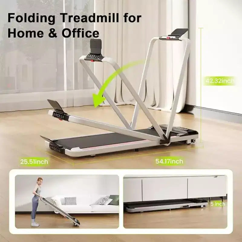 Tapis de course pliable 2-en-1 DeerRun A6 Plus 2026 Slim avec inclinaison de 5 %, Bluetooth et télécommande, 136 kg