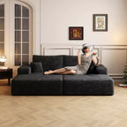 Modern Sofa With Dual sleeper, Lounger for Moviebonus room,No Assembly Required,Black