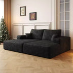 Modern Sofa With Dual sleeper, Lounger for Moviebonus room,No Assembly Required,Black