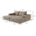Modern Sofa bed With Dual sleeper, lounger for moviebonus room,No Assembly Required,Camel