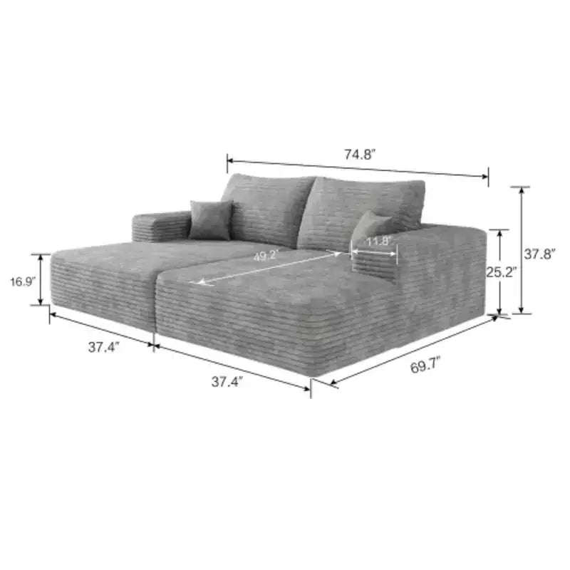 Modern Sofa bed With Dual sleeper, lounger for moviebonus room,No Assembly Required,Grey
