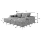 Modern Sofa bed With Dual sleeper, lounger for moviebonus room,No Assembly Required,Grey