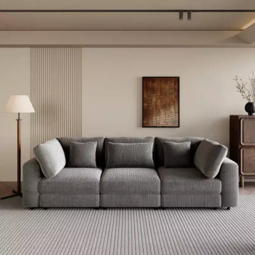 3 Seater Sofa with Removable Back Cushions and 5 Pillows , for Living Room, Apartment, Spacious Space