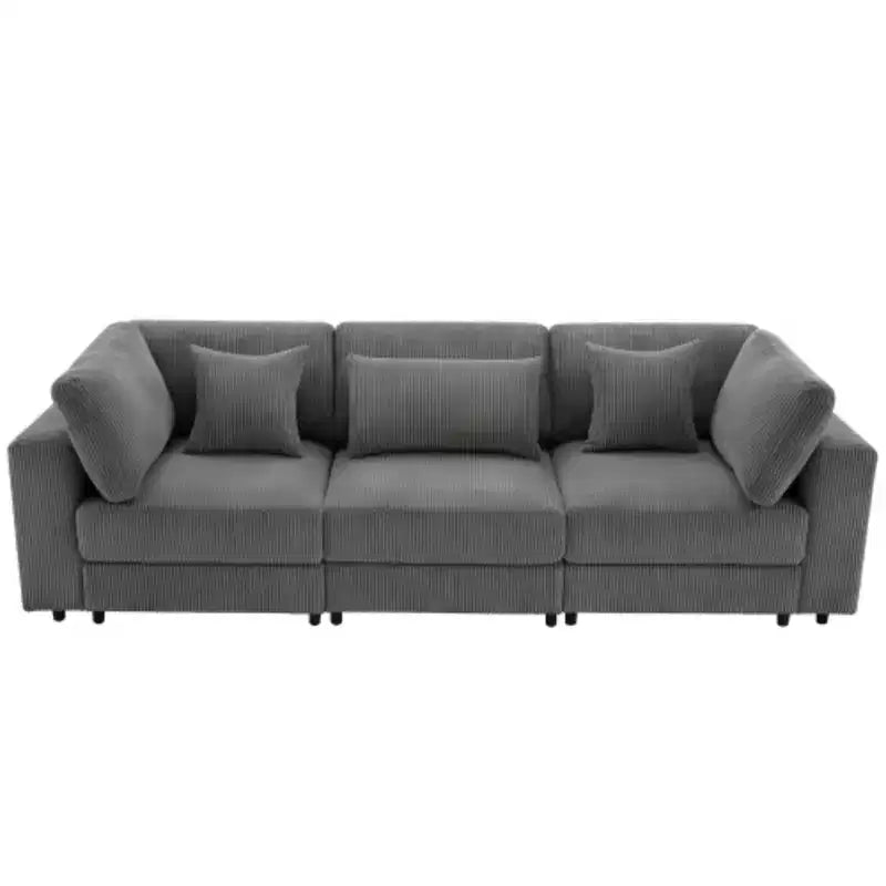 Canapé 3 places avec coussins de dossier amovibles et 5 oreillers, pour salon, appartement, espace spacieux