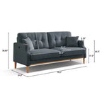 Light Grey 32 in. W x 70 in.H Polyester Three-seater Sofa With Waterproof Fabric And USB Charging Port