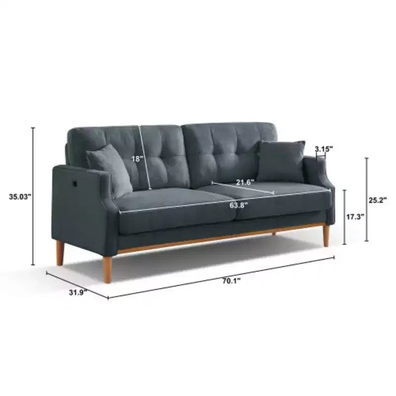 Waterproof Fabric 3-Seater Sofa Equipped with USB Charging Port