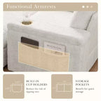 Indoor Oversized Chaise Lounge: Faux Rabbit Fur Sofa Bed with Storage, Armrests, Cup Holders - Perfect Reading Couch for Living Room or Bedroom